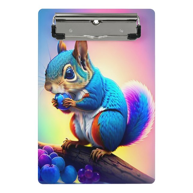 Blue Squirrel Eating A Fruit-323232 Mini Clipboard (Front)
