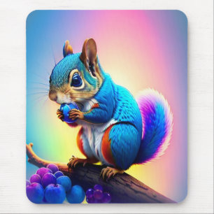 Blue Squirrel Eating A Fruit-323232 Mouse Pad