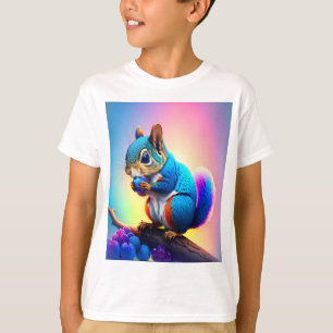 Blue Squirrel Eating A Fruit-323232 T-Shirt