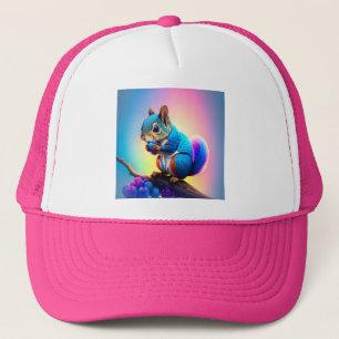 Blue Squirrel Eating A Fruit-323232 Trucker Hat