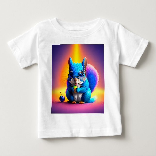 Blue Squirrel Eating A Fruit  Baby T-Shirt (Front)