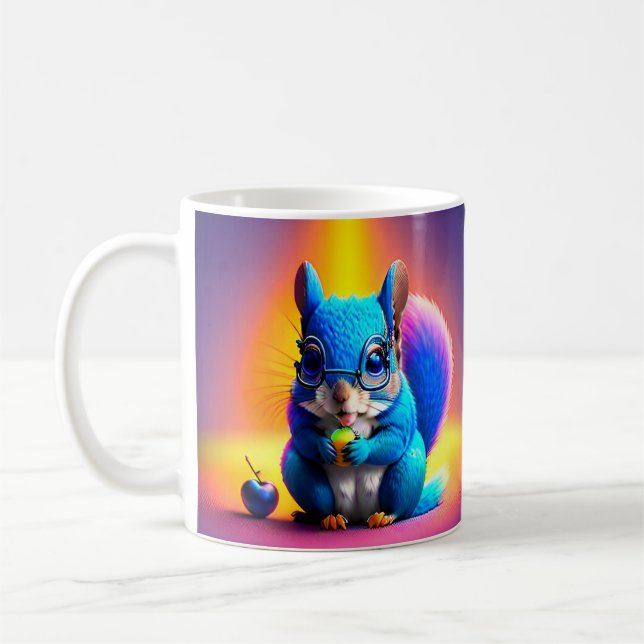 Blue Squirrel Eating A Fruit  Coffee Mug (Left)