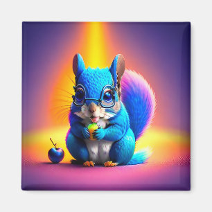 Blue Squirrel Eating A Fruit Magnet