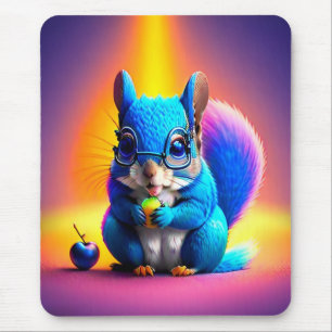 Blue Squirrel Eating A Fruit Mouse Pad