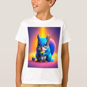 Blue Squirrel Eating A Fruit  T-Shirt