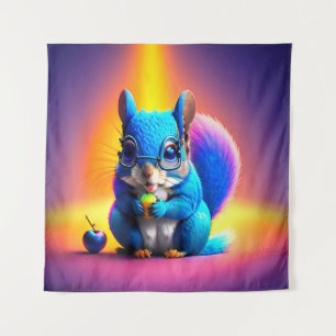 Blue Squirrel Eating A Fruit  Tapestry