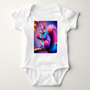 Blue Squirrel Eating The Fruits Baby Bodysuit