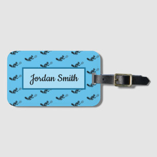 Blue Squirrel Tennis Pattern Luggage Tag