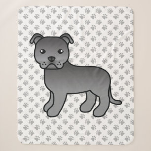 Blue Staffordshire Bull Terrier Cute Cartoon Dog Sherpa Blanket