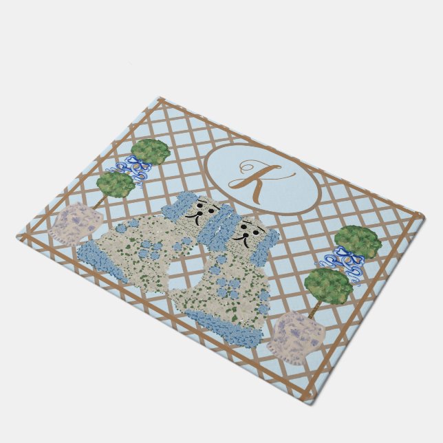  Blue Staffordshire Dogs Ginger Jar Jars Topiary  Doormat (Angled)