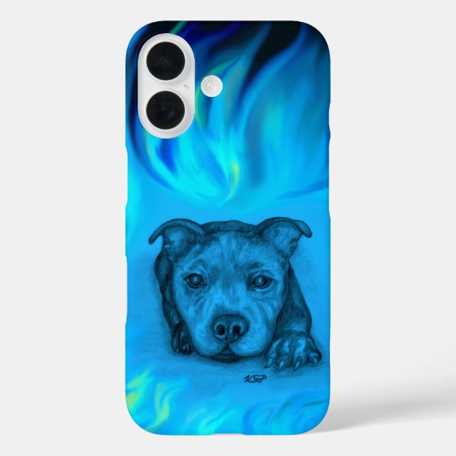 Blue Staffy Puppy Case-Mate iPhone Case (Back)
