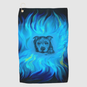 Blue Staffy Puppy Golf Towel