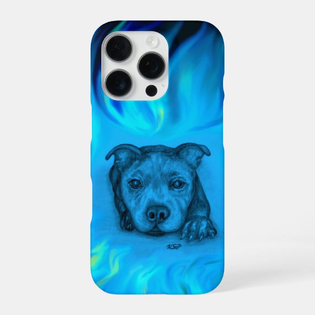 Blue Staffy Puppy iPhone Case (Back)