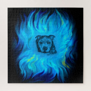 Blue Staffy Puppy Jigsaw Puzzle
