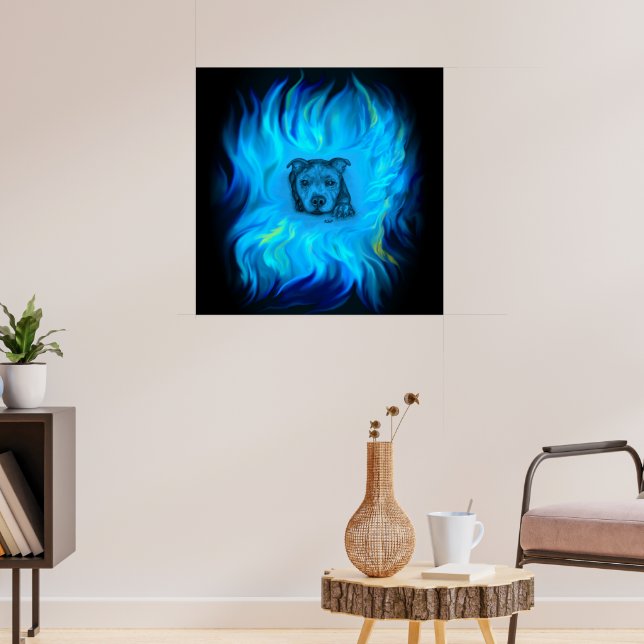 Blue Staffy Puppy Poster (Living Room 3)
