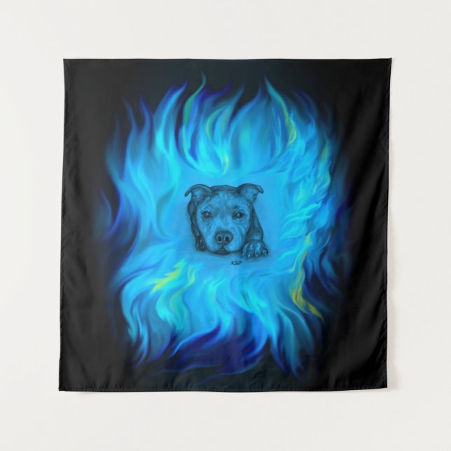 Blue Staffy Puppy Tapestry (Front)