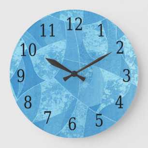 Blue Stain Glass Round Clock