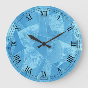 Blue Stain Glass Round Roman Numerals Clock