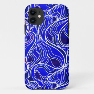 Blue Stained Glass Abstract iPhone 11 Case