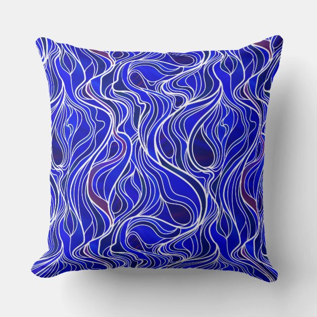Blue Stained Glass Abstract Cushion (Front)