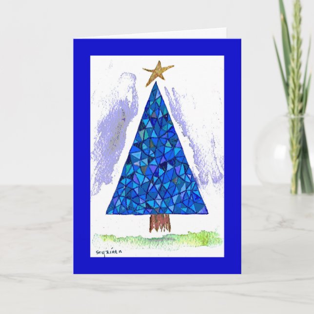 Blue Stained Glass Holiday Tree (Front)