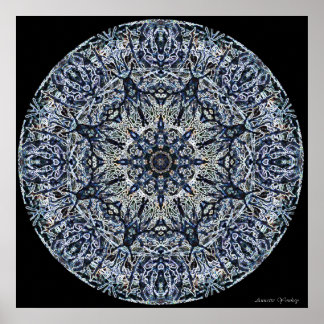 Blue Stained-Glass Mandala Poster