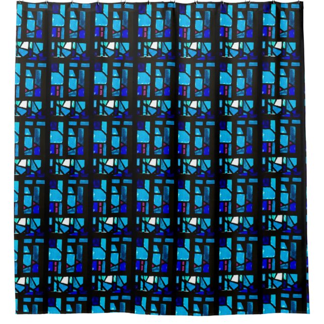 Blue Stained Glass Shower Curtain #2 (Front)