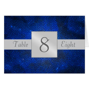 Blue Stained Glass Table Number Folded Card