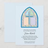 Blue Stained Glass Window First Communion