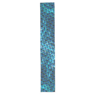 Blue stained grazed, grate or leaning brick effect long table runner