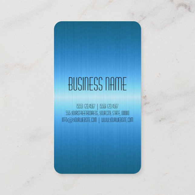 Blue Stainless Steel Metal Business Card (Back)