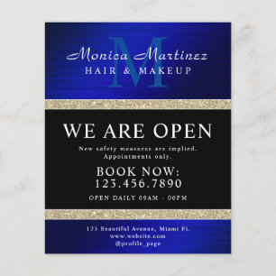 Blue stainless steel metal gold glitter flyer