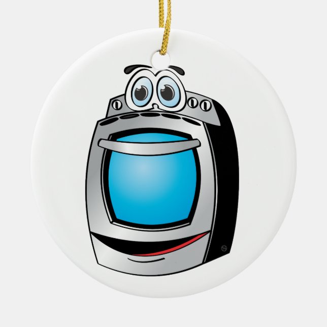 Blue Stainless Steel Stove Cartoon Ceramic Ornament (Front)