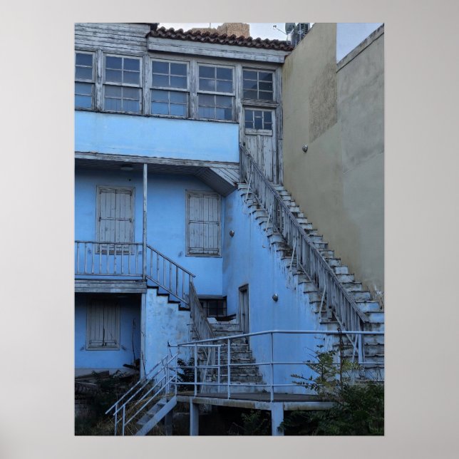 Blue Staircase in Athens Poster (Front)