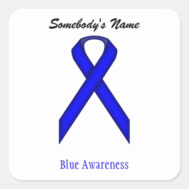 Blue Standard Ribbon by Kenneth Yoncich Square Sticker (Front)