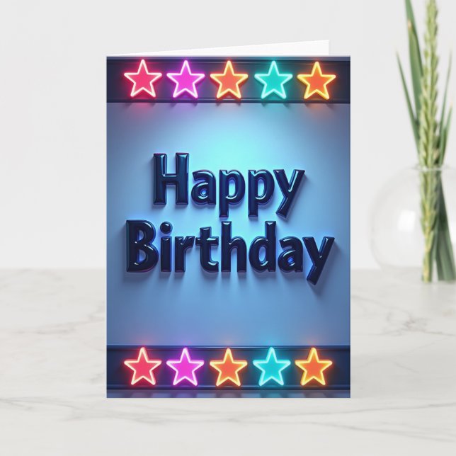 Blue Star Birthday Card (Front)