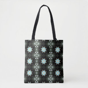 blue star-burst geometric tote bag