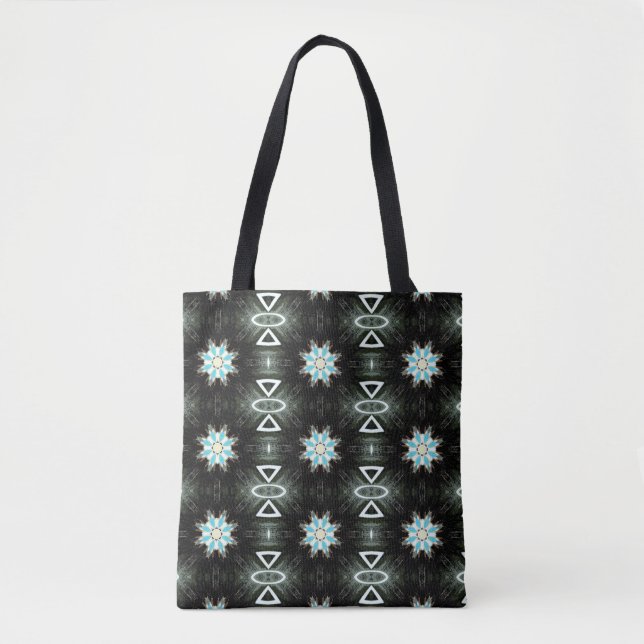 blue star-burst geometric tote bag (Front)