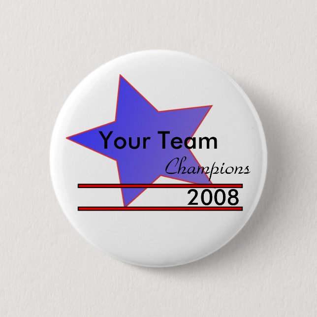 Blue Star Custom Team Name Champion Button (Front)