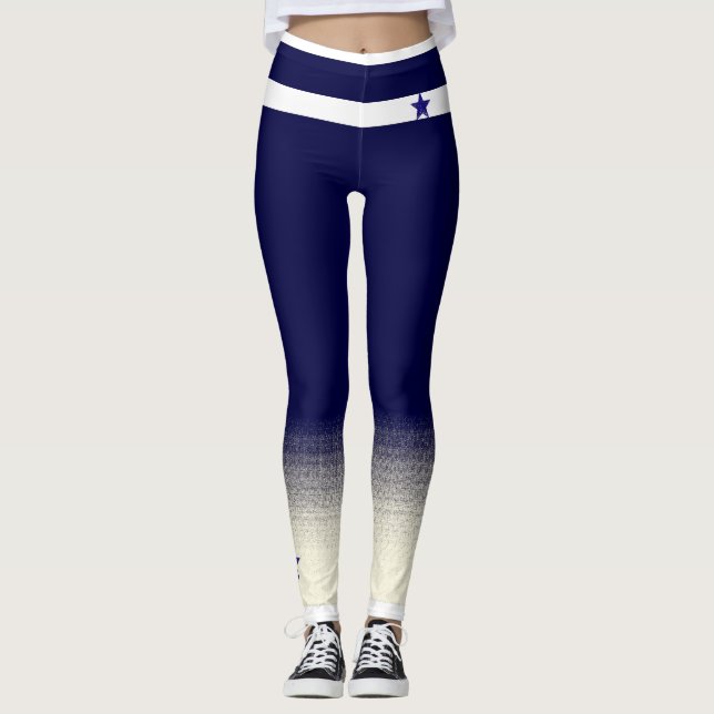 Blue Star Faux Sock Design Leggings (Front)