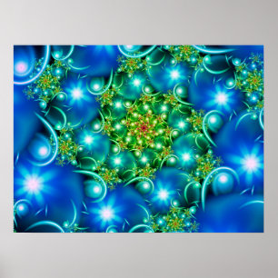 Blue Star Flowers Poster