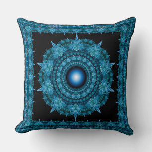 Blue star fractal framed ornament cushion