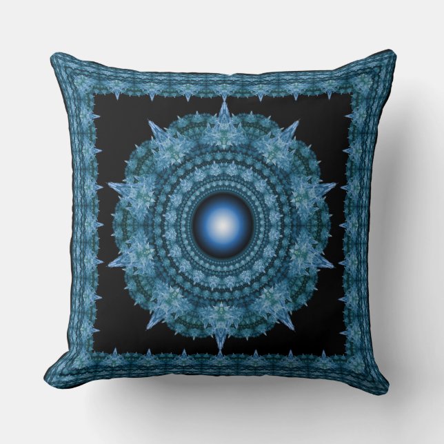 Blue star fractal framed ornament cushion (Front)