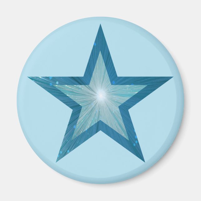 Blue Star fridge magnet round pale blue (Front)