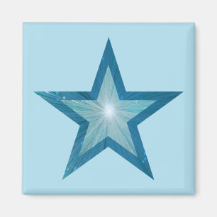 Blue Star fridge magnet square pale blue