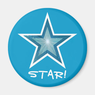 Blue Star fridge 'STAR!' magnet round blue