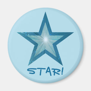 Blue Star fridge 'STAR!' magnet round pale blue