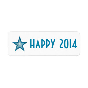 Blue Star 'happy 2014' label small white Return Address Label