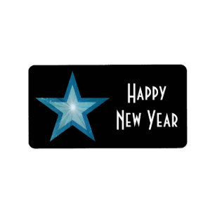 Blue Star Happy New Year medium large black Label