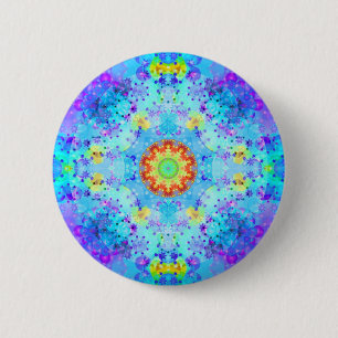 Blue Star Hippy Mandala Patterned 6 Cm Round Badge